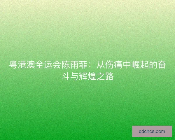 粤港澳全运会陈雨菲：从伤痛中崛起的奋斗与辉煌之路